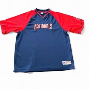 Majestic Navy and Red Washington Nationals Baseball Jersey